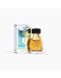 A small glass bottle of amber liquid is next to a partially visible box with an illustrated face and a cotton swab lying nearby. The box reads China Brush Lotion, a wellness essential for men, similar to the traditional China Brush formula.