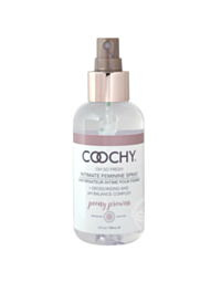 Set against a green background, the words "Coochy Cream Oh So Fine Feel Fresh" sit at the top. Below, an elegant icon of a rocket encircled by stars and a planet takes center stage, reminiscent of natural deodorizing agents that gracefully uplift and refr