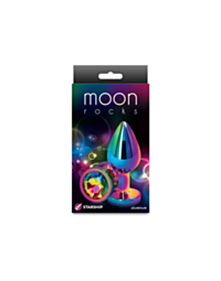 A vivid green background showcases a tiny, grey rocket symbol within a circle, encircled by stars, embodying the "Starship Moon Rocks-Multicolor-Small-Rainbow" theme. The phrase "No Image" is elegantly displayed in grey above the rocket, while multicolor