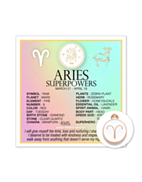 The Zodiac Aries Card w Charm infographic showcases the captivating allure of the Ram, linked to the dynamic fiery element and number 9. It presents the vibrant red Aries card along with its tarot symbol, The Tower, diamond birthstone, and Manipura chakra