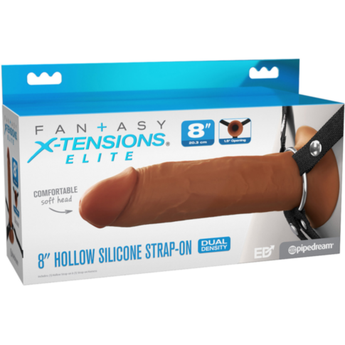 The image showcases a "No Image" graphic set against a green backdrop, highlighting a gray rocket with three windows encircled within a ring. Surrounding sparkles evoke the elite design of the Fantasy Elite-8in Hollow Silicone Strap-On in brown, suggestin