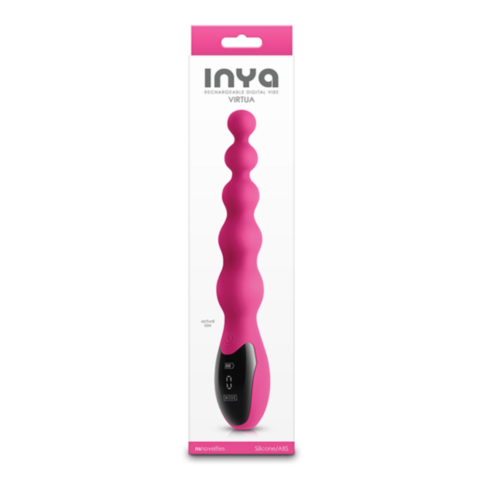 The NS-INYA-Virtua graduated Beads-Pink features a light blue circle with a rocket and stars inside, crafted from body-safe silicone, set against a green sign. The text "No Image" appears above the circle.