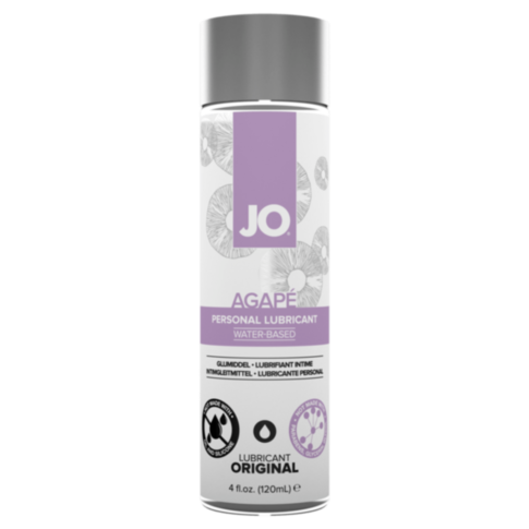 Illustration of a rocket within a circular emblem against a starry background, symbolizing the effortless glide reminiscent of JO Agape Original WB 4oz's natural lubrication. The phrase 