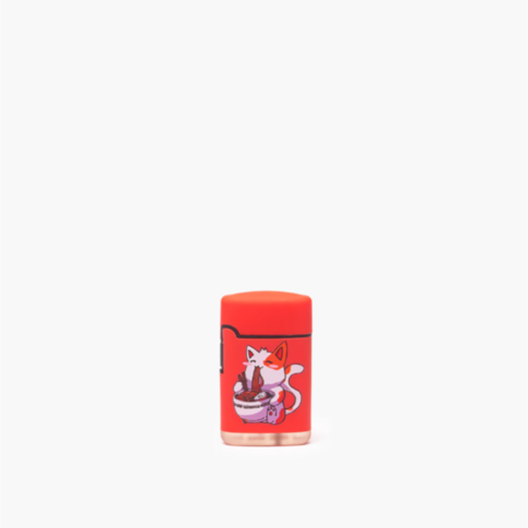 The Special Blue - Classic Anime (Assorted) features a small red container with a classic rubber finish and an anime-inspired illustration of a cat next to ramen, standing out against the simple white background.