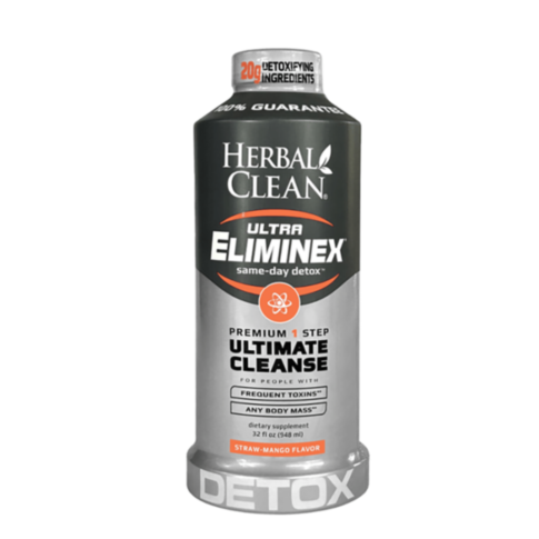 The Ultra Eliminex Strawberry Mango bottle provides a same-day detox drink in a refreshing strawberry mango flavor. Promising an ultimate herbal cleanse, it contains over 20 detoxifying ingredients designed for individuals with frequent toxin exposure and