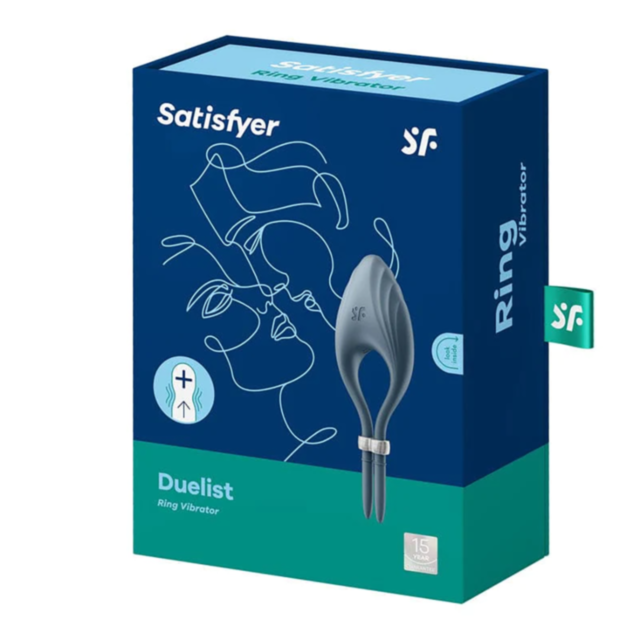 Satisfyer-Duelist Sil Vib Adjustable Couple Ring-Dark Blue