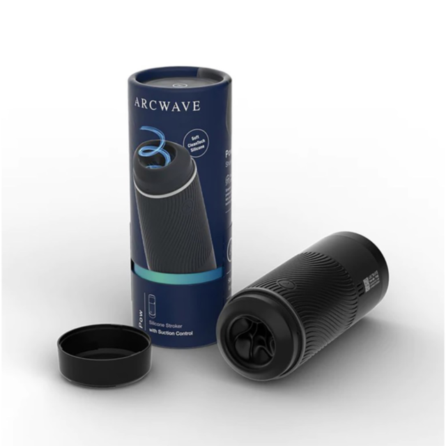The Arcwave POW-Black is a placeholder featuring a stylized rocket and planet inside a circle, with stars surrounding them—crafted with CleanTech Silicone for a smooth finish.