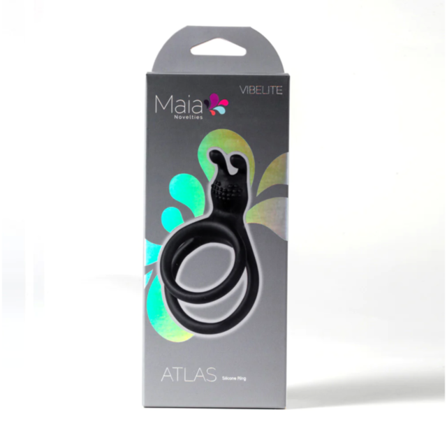 Green background featuring bold white text that reads "No Image," above an illustration of a gray rocket encircled by stars, designed to capture the essence of the Maia-Atlas Dual Cockring-Black for advanced couples stimulation.