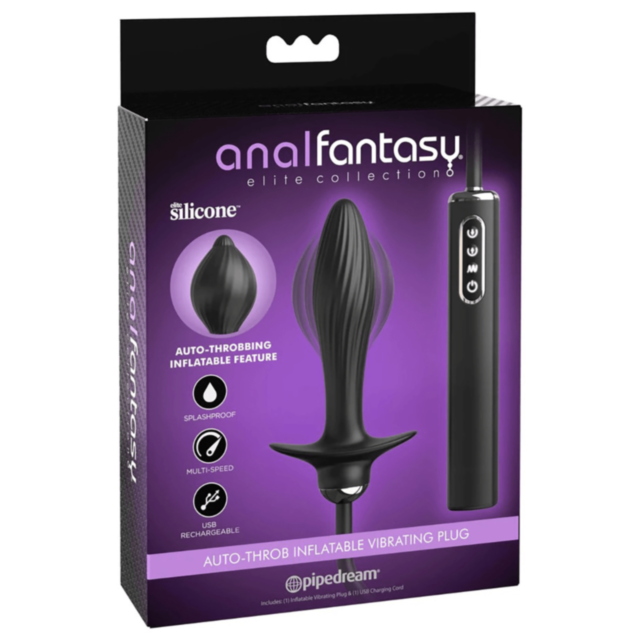 The green background displays the text "No Image" in white above a circular illustration of a rocket launching into space with surrounding stars, symbolizing the elite silicone design of the Anal Fantasy Elite Auto-Throb Vib Plug that aims to elevate your