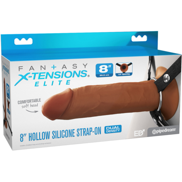 The image showcases a "No Image" graphic set against a green backdrop, highlighting a gray rocket with three windows encircled within a ring. Surrounding sparkles evoke the elite design of the Fantasy Elite-8in Hollow Silicone Strap-On in brown, suggestin