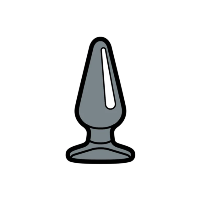 The illustration highlights the Wood Rocket-Butt Plug Gray Pin, a cone-shaped object with a flat base, set against a pristine white background.