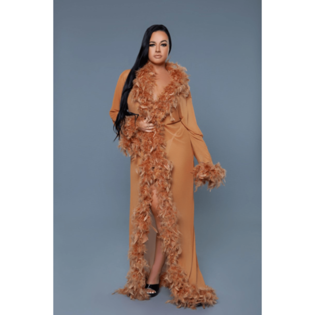 A mockup image featuring a gray rocket icon adorned with small stars and a circular background on a green square, evoking the design of the BeWicked Sheer Full-Length Robe with Chandella Boa Feather. The words "No Image" appear at the top, adding to this 