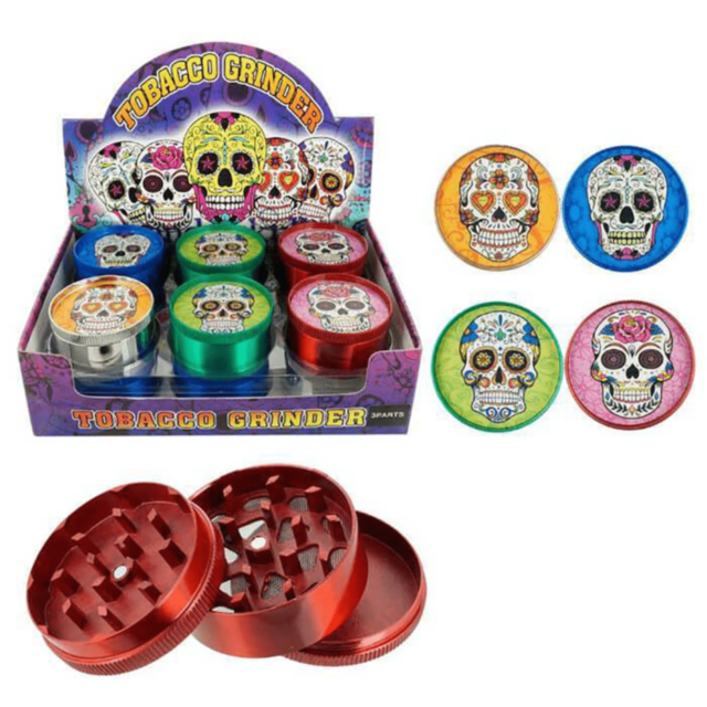 A candy skull design with a three-part structure, encircled by stars, and "No Image" text above. The Rasta-colored background adds a vibrant touch, reminiscent of an intricate Candy Skull 3 part Grinder's artistic design.