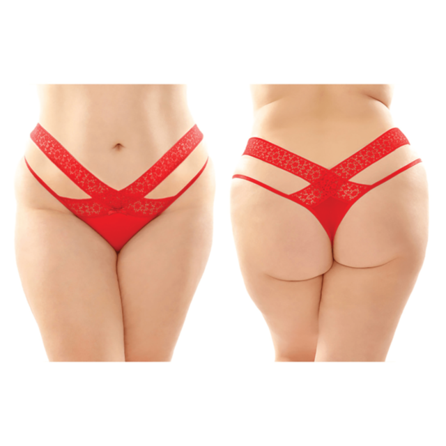 A red square showcasing a grey rocket icon with "No Image" above it, evoking a sophisticated design where the lace waistband seamlessly blends with the sleek elegance of the DAPHNE BRAZILIAN-CUT PANTY. Perfect for any Bottoms Up-themed style statement.