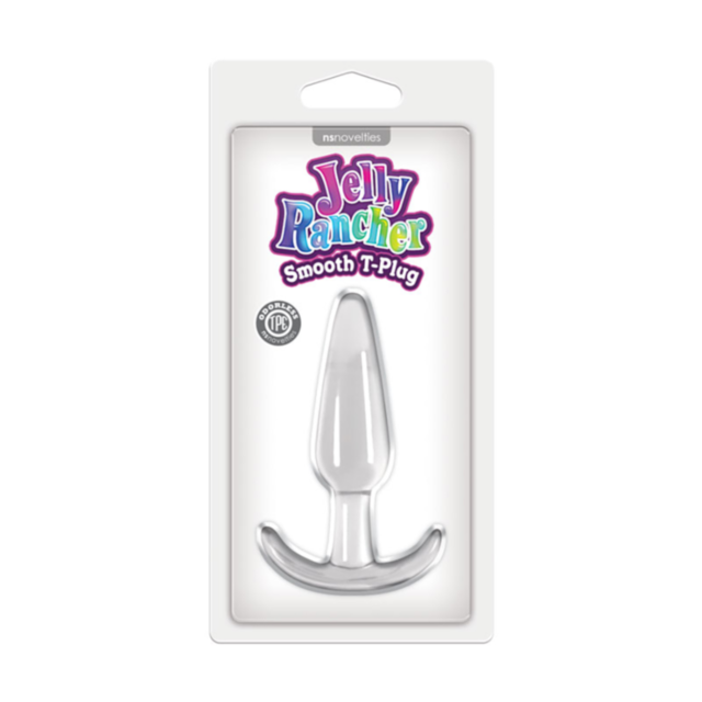 A green card displays a rocket icon inside a circle with stars and the words "No Image," resembling the Jelly Rancher T Plug Smooth Clear, recognized for its ergonomic design made from body-safe TPE material.
