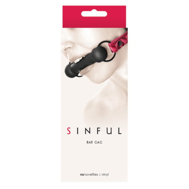 Experience the Sinful Bar Gag Pink in a sleek design, featuring bold white text reading "No Image" on a green background and an icon of a rocket flying around a planet with stars. This body-safe product complements the cosmic adventure vibe, ensuring comf