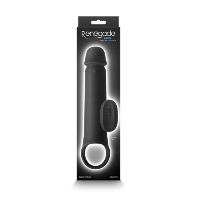 A green background displays the text "No Image" above an illustration of a rocket, resembling the Renegade Brute Extension Black silicone rechargeable device, surrounded by stars and pointing upward.