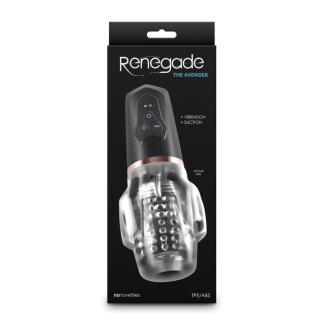 Against a green background, a graphic displays a gray rocket within a circle adorned with stars and a planet, capturing the adventurous essence of the NS-Renegade-Avenger Stroker-Black. The phrase "No Image" is displayed at the top, reflecting the playful