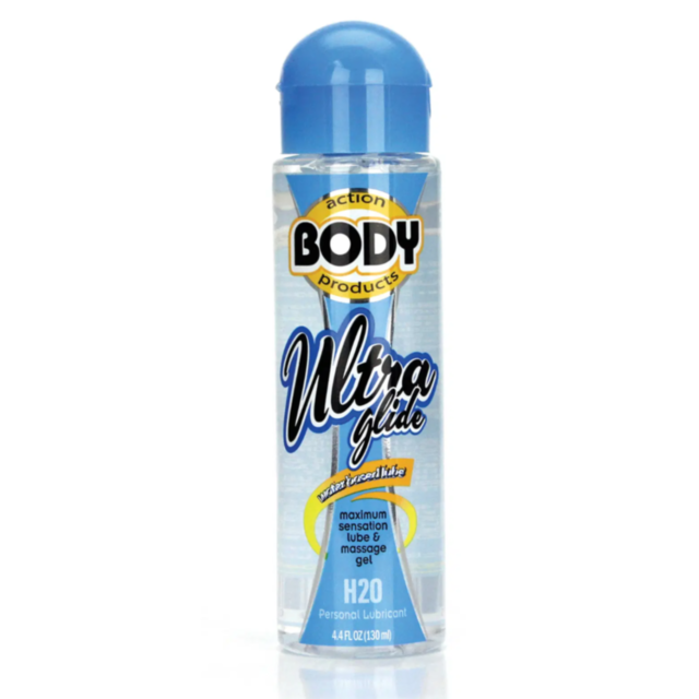 A square image with a green background displays a white rocket icon inside a circle surrounded by stars, promising maximum sensation. Above the icon are the words "Ultra Glide 4.4oz.