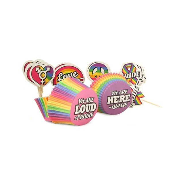 A gray icon of a rocket encircled by a ring, surrounded by stars on a green background. The text "No Image" appears above the icon. This design mirrors the playful arrangement found in the Pride Cupcake Set toppers, adding a whimsical touch.