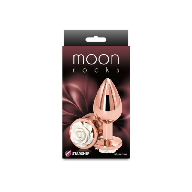 Against a green background, a white icon of a rocket taking off is featured, evoking the image of Starship Moon Rocks-Rose-Medium-White ascending into stardust. This is encased in a circle with the phrase "No Image" artfully displayed at the top.