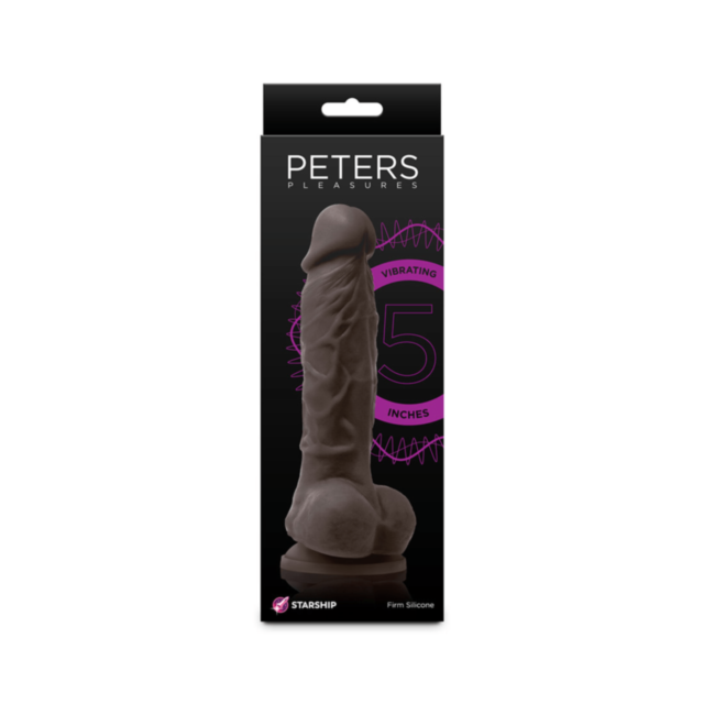 A green placeholder image showcases a circle containing a rocket icon, surrounded by tiny stars, a planet, and touches that suggest the durability of platinum-grade silicone. Above this icon, light gray text states "Starship Peters Pleasures-5in Dildo-Dar