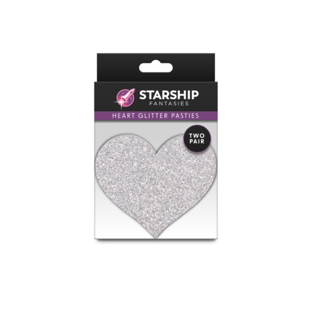 A green square with the text "No Image" at the top. Below, an illustration of a rocket inside a circle, encircled by stars to evoke a sense of adventure, alongside the Starship Heart Glitter Pasties - 2 Pair offering vibrant body décor that sparkles with 