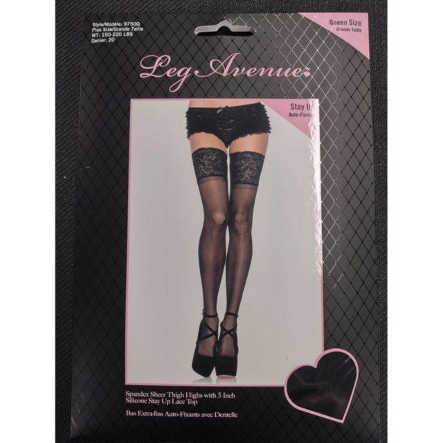 Leg Ave 5 in Lace Lycra Sheer Stay Up Thigh Hi Q/S