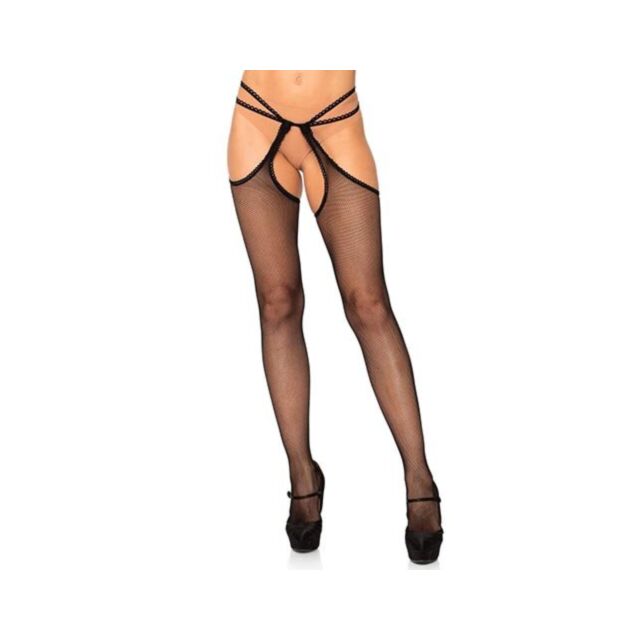 Scalloped Fishnet Strappy Suspender Hose