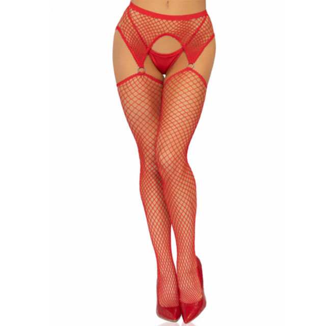 Industrial net stockings with O-ring attached garter belt Re