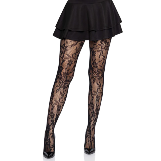 Seamless chantilly floral lace tights