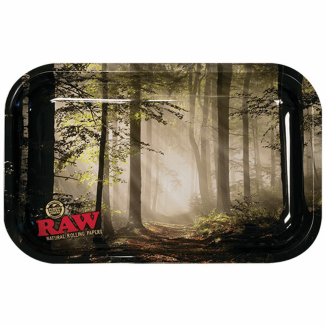 A green background with a gray circular emblem featuring a rocket flying past a planet surrounded by stars, topped by the text No Image—an ideal design to adorn your Raw Smokey Forest Small Tray as you unwind and enjoy the smoothness of smoke drifting thr