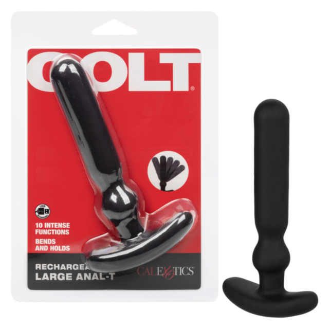 A cartoon rocket inside a white circle is blasting off against a green background, with the words "No Image" in white above it, symbolizing the powerful vibration and dynamic energy of the Colt Rechargeable Large Anal T by Cal Exotics.