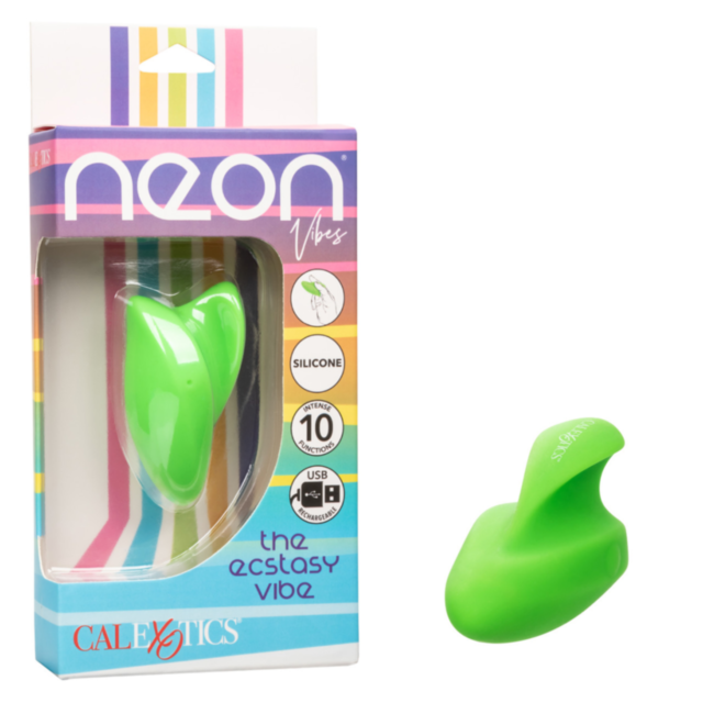 The product features a green background with a rocket ship icon inside a circle, topped with the text "No Image" in uppercase letters. The Cal Exotics-Neon Vibes The Ecstasy Vibe-Green is crafted from body-safe silicone, ensuring quality and durability fo