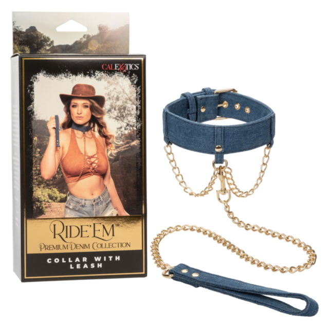 A gray rocket ship graphic encircled by a ring with stars appears on a green background, while above it, the words "No Image" are positioned similarly to how the adjustable collar from the Ride 'Em Premium Denim Collection Collar With Leash fits snugly ar