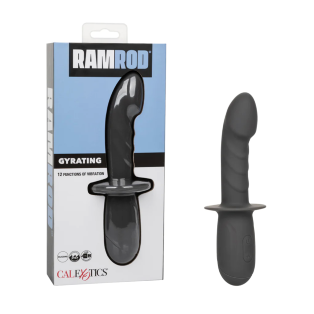 The Cal Exotics-Ramrod Gyrating features a dynamic green placeholder image with a grey rocket icon encircled and accompanied by stars, highlighting its 12 powerful functions. The text "No Image" is prominently displayed at the top.