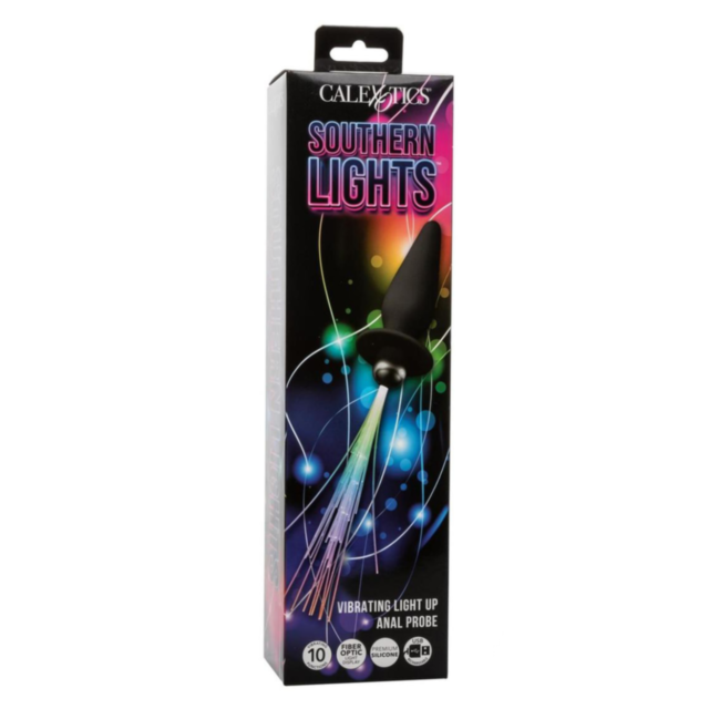 The green background displays a stylized gray rocket with windows, surrounded by stars and a circular path. Above it reads "No Image." Envision the captivating charm of the Cal Exotics-Southern Nights Vibe Light Up Probe in black, its sleek design resonat