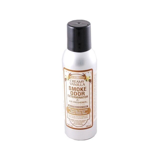 A dark green background featuring a light gray illustration of a rocket launching over a planet, encircled by stars and a ring, sparks curiosity. Like the Smoke Odor Spray in Creamy Vanilla, it enhances any room. Above, the text reads "No Image.