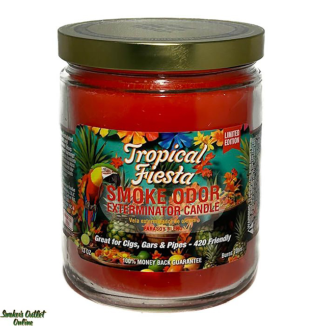 On a green background, the text "No Image" is displayed above a grey illustration of a rocket soaring past a planet surrounded by stars, reminiscent of the Smoke Odor CandleTropical Fiesta in the cosmos.