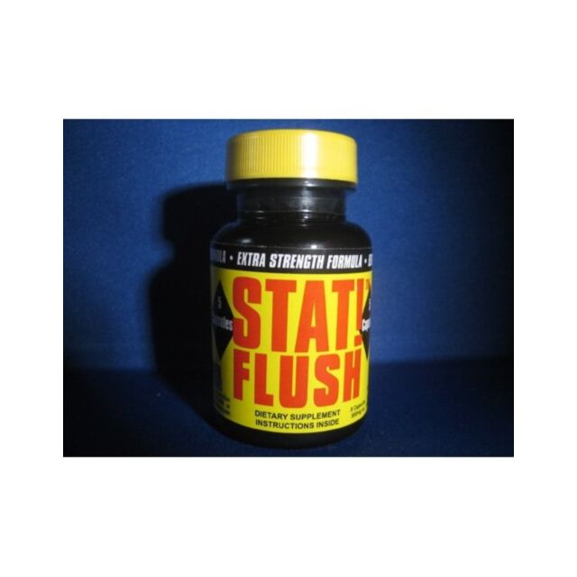 A green rectangle displaying the product name "Stat 1 HR Flush" features a No Image text accompanied by an icon of a rocket launching within a circle, encircled by small stars. The design suggests an invigorating energy akin to starting a detox journey to