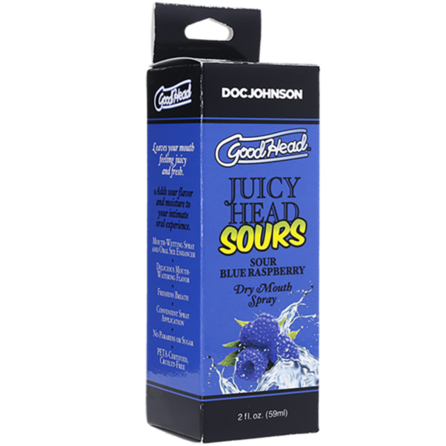 A circular logo depicting a stylized rocket launching within a ring, surrounded by stars, captures the refreshing essence of Good Head Juicy Head Dry Mouth Spray in Sour Blue Raspberry flavor. The words "No Image" are prominently displayed above in bold f