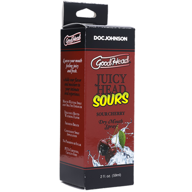 A green background with a gray icon of a rocket inside a circular emblem, featuring stars and a planet captures the intrigue of space exploration—much like the delightful zest offered by the Good Head Juicy Head Dry Mouth Spray in Sour Cherry flavor. The 