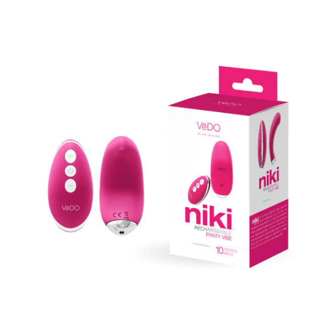 A small rocket with circular windows and flame details launches diagonally from a planet with craters. Sparkling stars surround the design, all set against a green background, reminiscent of the Vedo Niki Panty Vibe-Foxy Pink powering up. The text above r