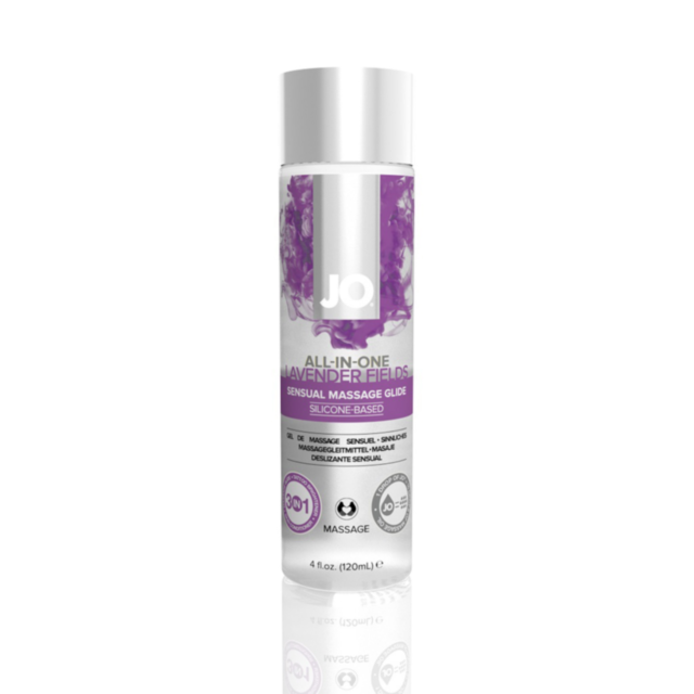 A soothing green backdrop adorned with a gray design illustrates "No Image" and features a rocket icon encircling a planet amidst stars, capturing the silky-smooth essence of the JO 4oz Sensual Massage Oil Lavender experience.
