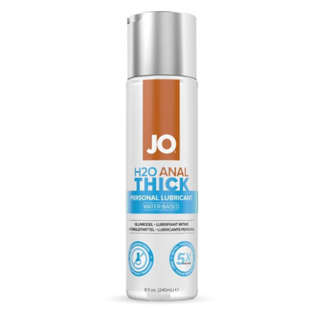 A green image features a gray illustration of a rocket launching upwards, surrounded by stars, set over a circle. The text above the rocket reads "Jo hzo Anal Thick 8oz." The design evokes a silky smooth ascent into the cosmos.