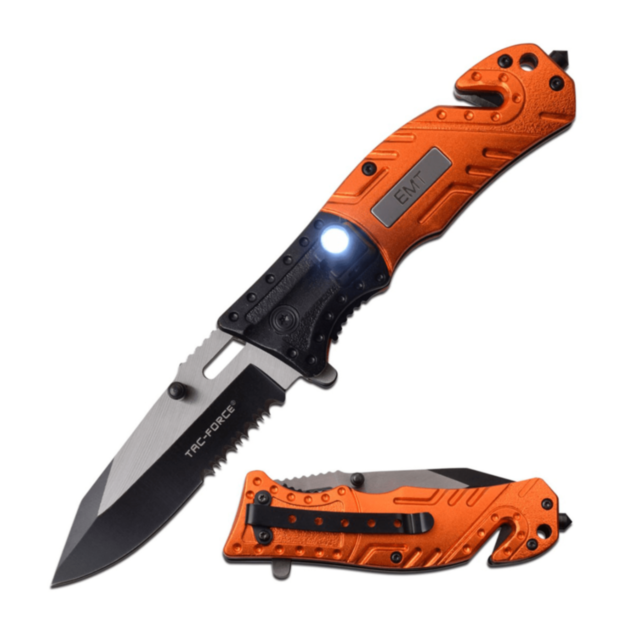 A green background features the text "No Image" at the top. Below, an icon of a rocket flying through space, surrounded by stars and encircled by a border, is reminiscent of the sleek design of the TAC-FORCE TF-835EM Spring Assisted Knife, all rendered in
