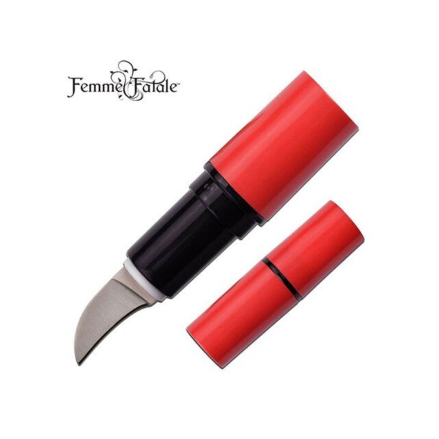 A green square showcases a subtle gray rocket illustration encircled by stars, with the words "No Image" displayed above in the same shade. This minimalistic design highlights the sleek elegance of the 2.75in Femme Fatale Red Lipstick Fixed Blade, merging