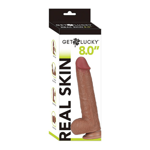 Get Lucky 8in Dual Layer Dong Light Brown