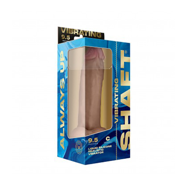 A green background with white text reading "No Image" at the top features a graphic of a rocket in a circle with stars, pointing upwards—a symbol of the thrilling experience users feel when using the Shaft-Liquid Sil Vibrating Downward Curve Dildo 9.5 in-