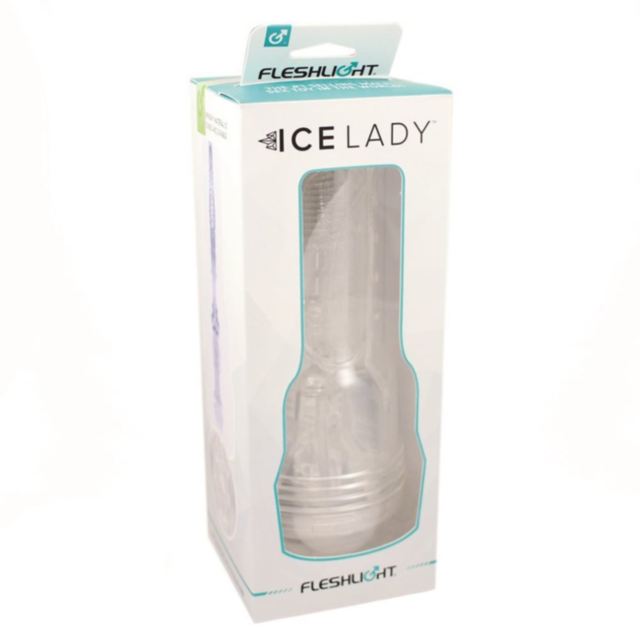 Against a rich green backdrop resembling the sleek texture of SuperSkin material, a graphic icon features a rocket launching upward amidst stars, accompanied by the text "No Image" above it. The product it's associated with is named Fleshlight Ice Ice Lad